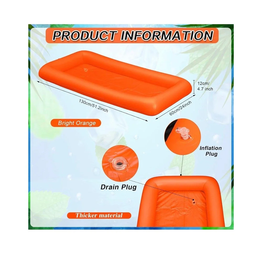 Leitee Inflatable Serving Bar Ice Buffet Tray Orange 51x24x5 set of two